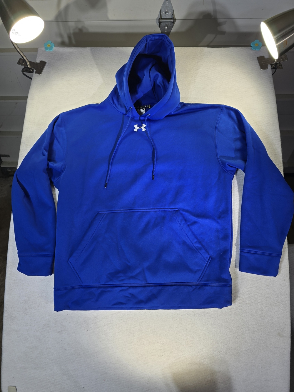 Under Armour Men’s Royal Blue Hoodie with White Logo Size M
